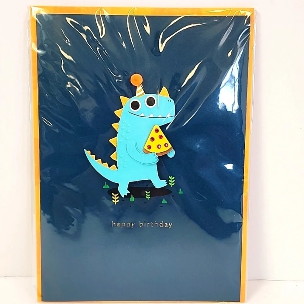 Dinosaur Birthday Card + Set of 5x (five) Hair Clips Burgoyne KJS Industries